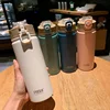 TYESO 600/750ML Thermos Bottle With Straw Stainless Steel Car Thermal Cup Sports Water Bottles Keeps Cold and Heat Thermal Mug