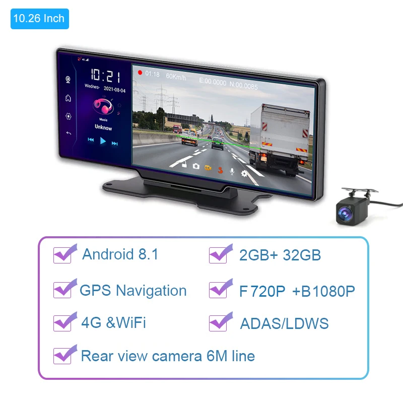 fleet tracking 4G Android 8.1 Car Rearview Mirror dash cam Camera 10.26"Remote monitoring DVR WiFi GPS Navigator Dual lens ADAS Auto Recorder car navigation Vehicle GPS Systems