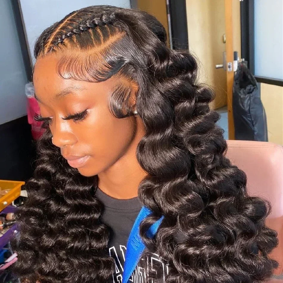 HD 13x6 Lose Naturwelle Lace Front Echthaarperücken 250 % Transparent 30 36 Zoll 13x4 360 Full Deep Water Wave Lace Frontal Perücken – Detail 21