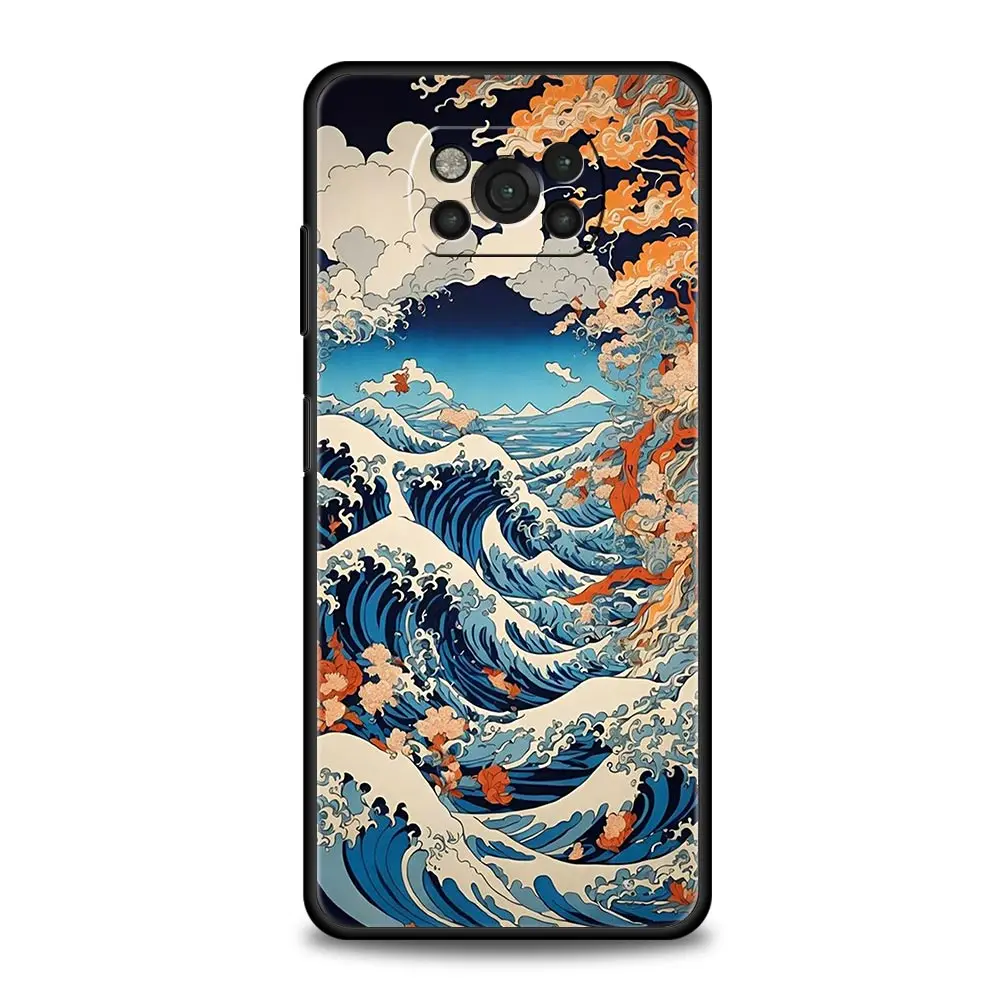 Japanese Landscape Soft Silicone Black Phone Case