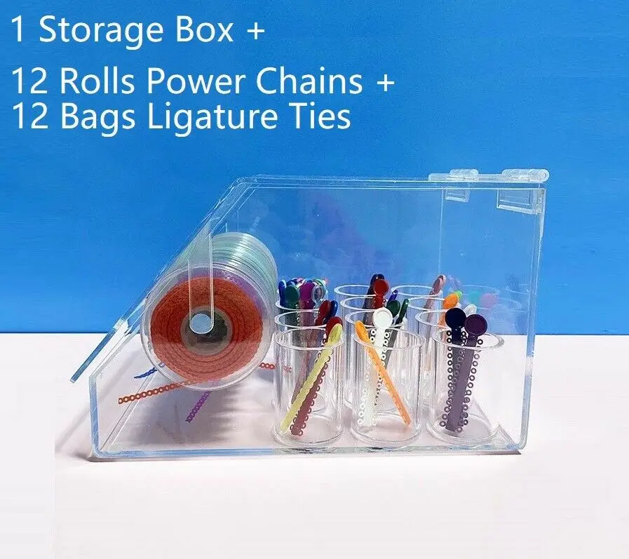 Dental Orthodontic Power Chain Ligature Tie Elastics Placing Box 2 In 1