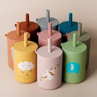 Baby Feeding Drinkware Straw Cup Baby Cartoon Learning Feeding Cup Food Grade Silicone Toddler Water Bottle Tableware BPA Free 1