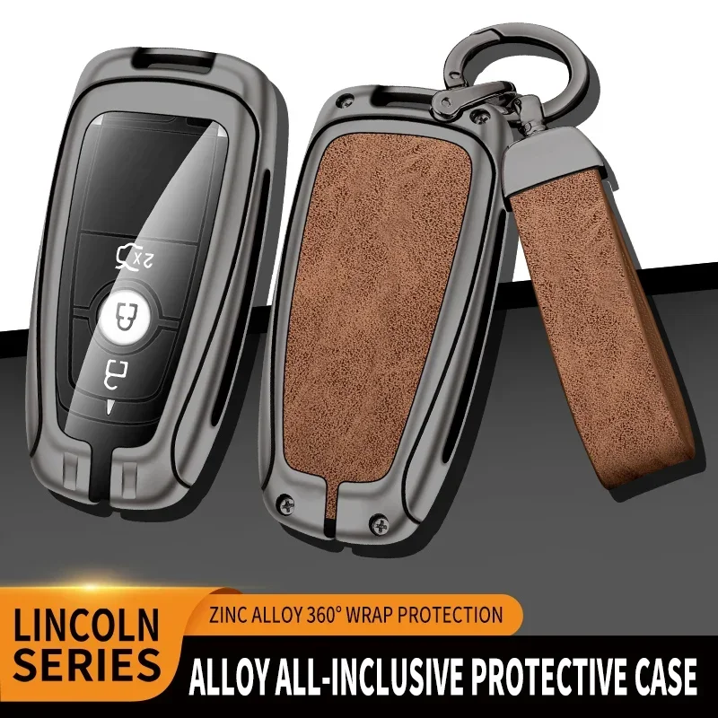 

Zinc Alloy Leather TPU Car Remote Key Bag For Lincoln Navigator Continental For Focus Mondeo Escort Mustang F-150 2017 2018 2022