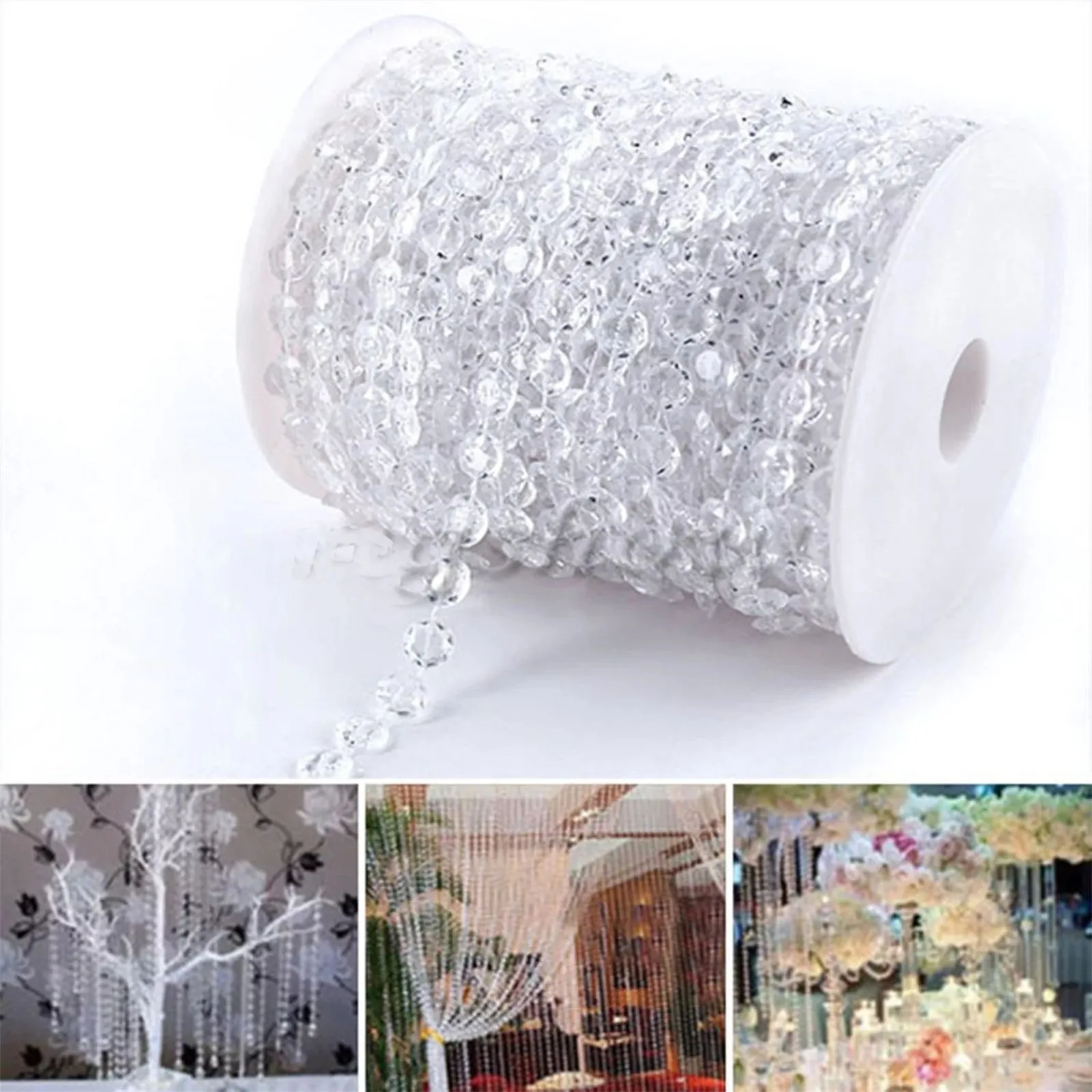 

Acrylic Crystal Beads Curtain Garland Diamond Strand DIY Wedding Decorations (30)9 1 Roll