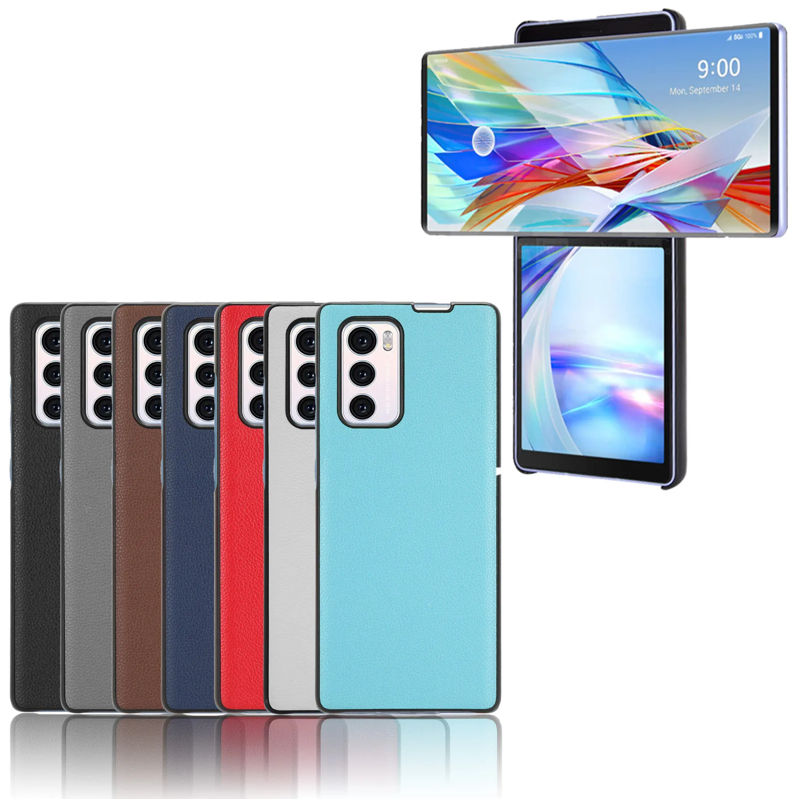 Lg Wing Rug Case LG Wing 5G 2020 케이스 패턴 Litchi 스킨 PU 가죽 및 PC 북 커버, LG Wing LGWing 5G ...