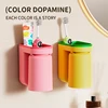 1PC Toothbrush Cup Multi-function Punch-free Toothbrush Holder for Bathroom Wall-mounted Cups Gargle Plastic Products Home 4