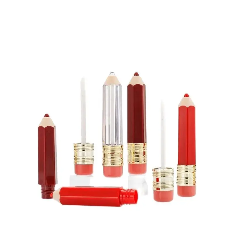 

5ml Lip Glaze Cute Creative Mini Pencil Silver Red Brown Refillable Cosmetic Packaging Lipgloss Tubes Empty