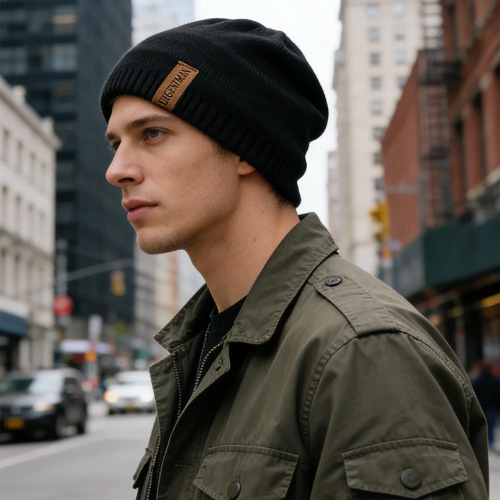 Unisex Letter Labal Winter Hats Solid Color Lightweight Knitted Hats For Men And Women Outdoor Chic Beanie Hat