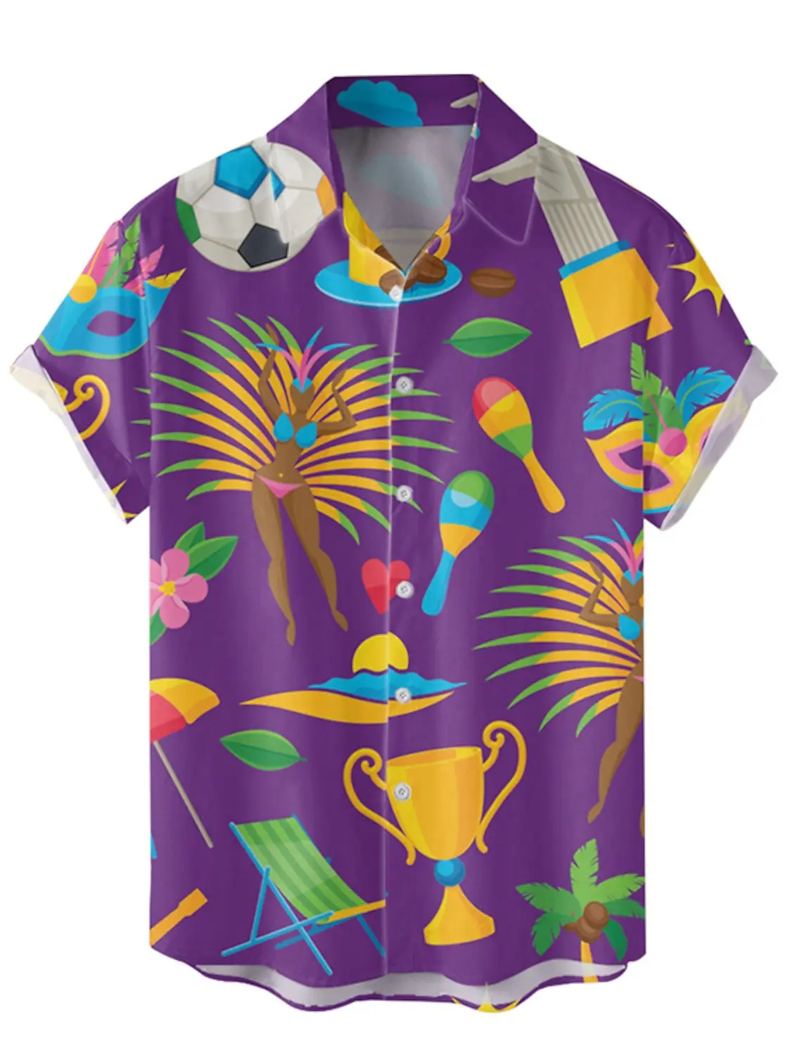 2024Graphic Mask Men's Shirt Button Up Casual Daily Wear Date Vacation Lapel Short Sleeves Polyester Shirts Carnival 3