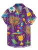 2024Graphic Mask Men's Shirt Button Up Casual Daily Wear Date Vacation Lapel Short Sleeves Polyester Shirts Carnival 3