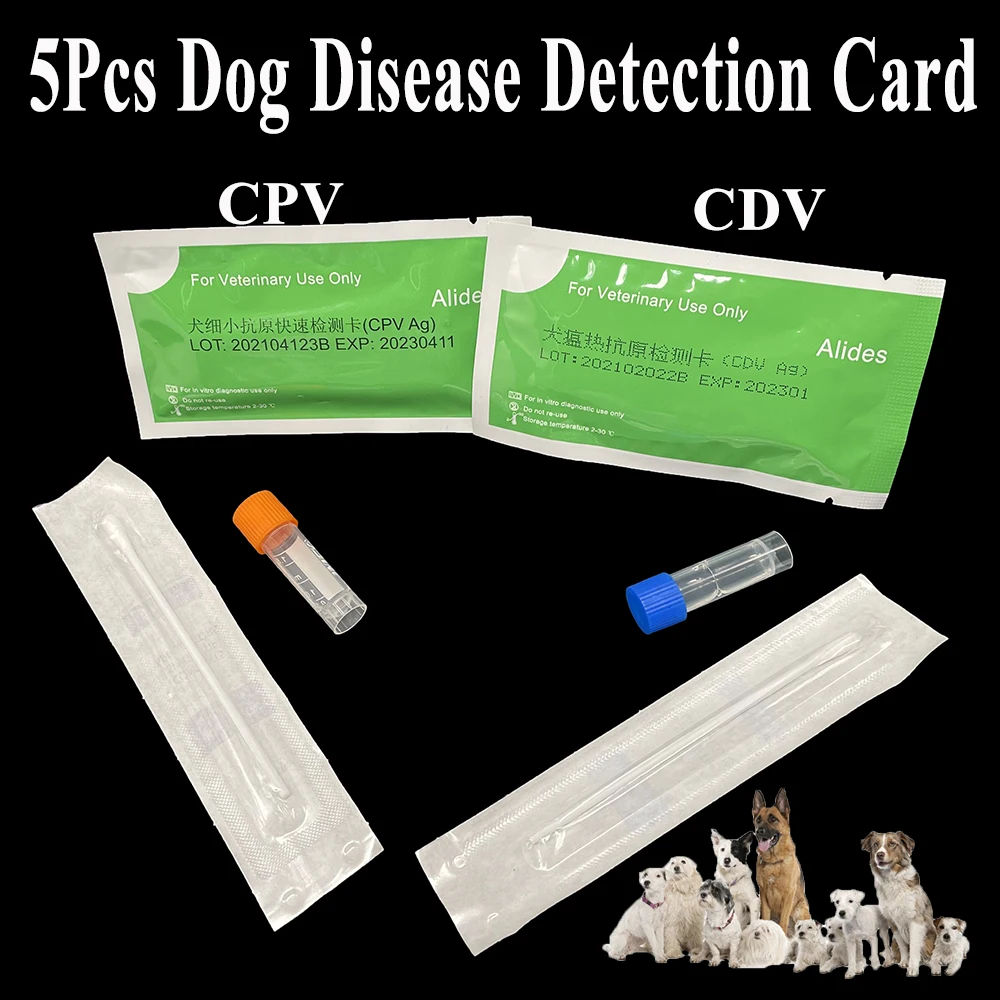 5PCS Canine CDV CPV Distemper Test Paper Kit Raid Strip Card Pet Dog Home Clinic Use Health Detection For Teddy Supplies