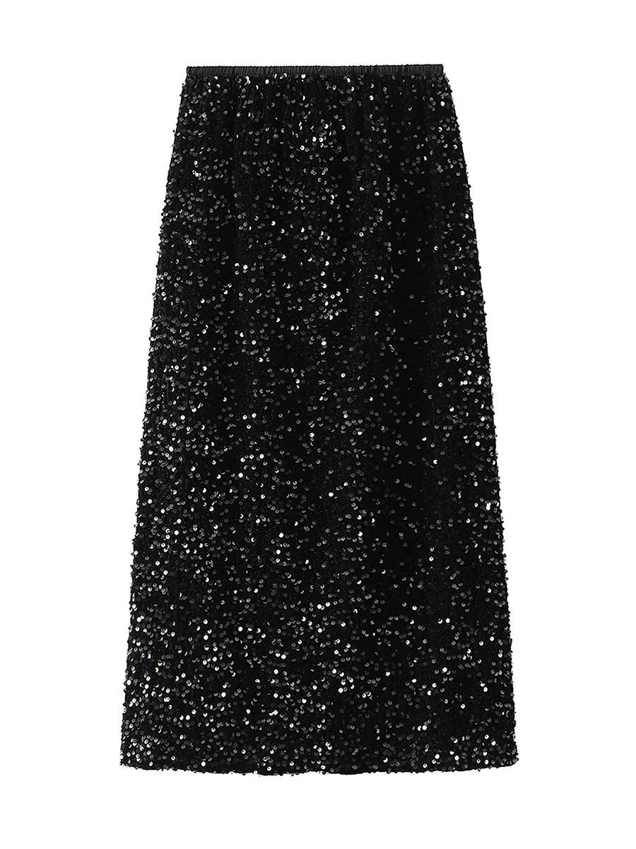 

Women s Sparkly Sequin Midi Skirt High Waist Glitter Pencil Skirt Bodycon Formal Cocktail Party Slit Skirt