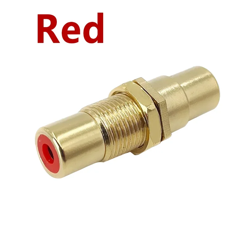 Conector de conversión RCA hembra a hembra, conector de cable RCA, adaptador recto de enchufe RCA hembra con tuercas de tornillo, chapado en oro