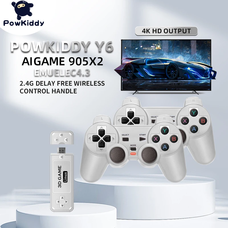 Powkiddy Y6 Lettori Di Videogiochi Linux Portatili Hd Controller Di Gioco Portatili Retrò Console Tv Gaming Stick Emulatore Ps