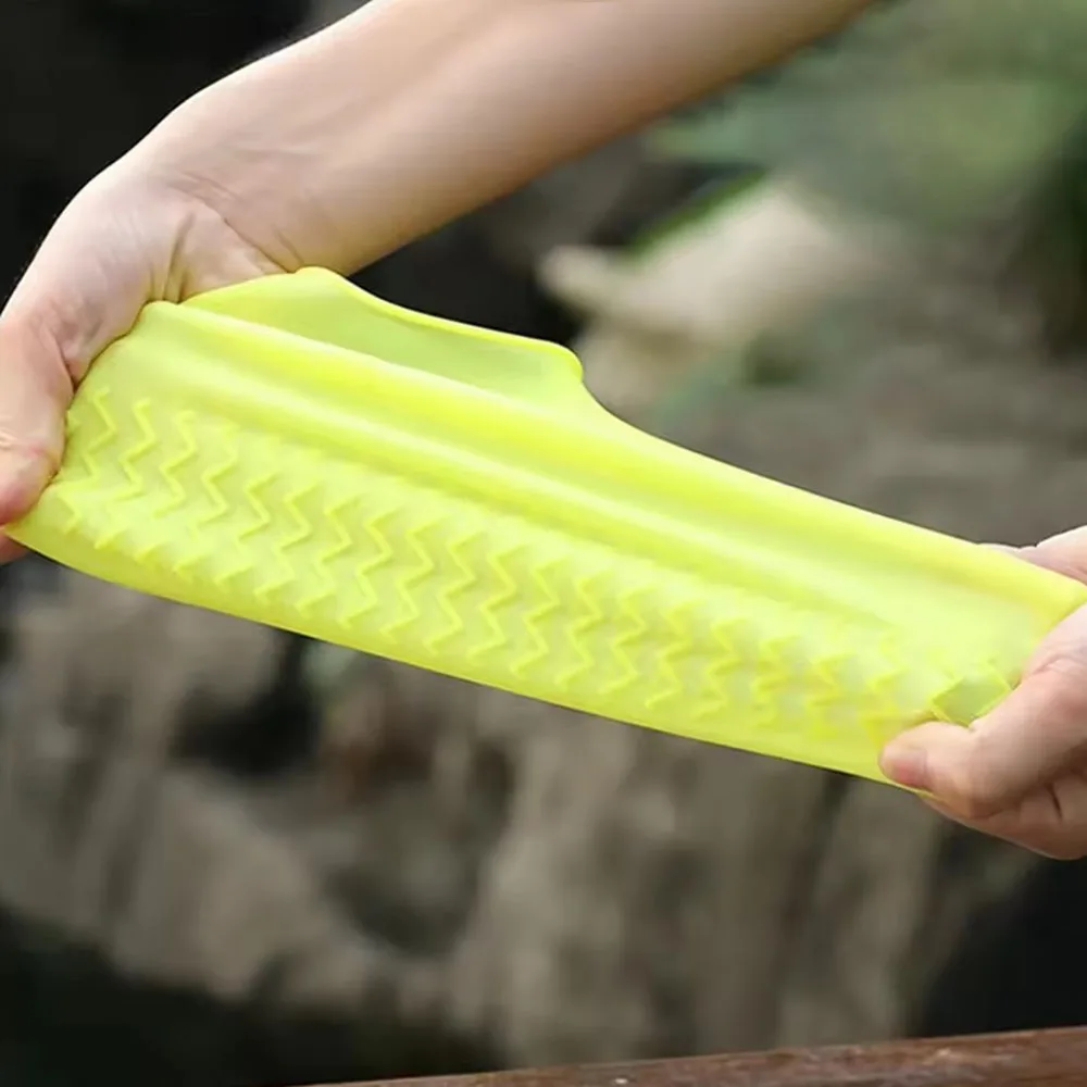 1 Paar wasserdichte Silikon-Überschuhe für Regentage, wiederverwendbar, rutschfest, für Erwachsene_voghion.com