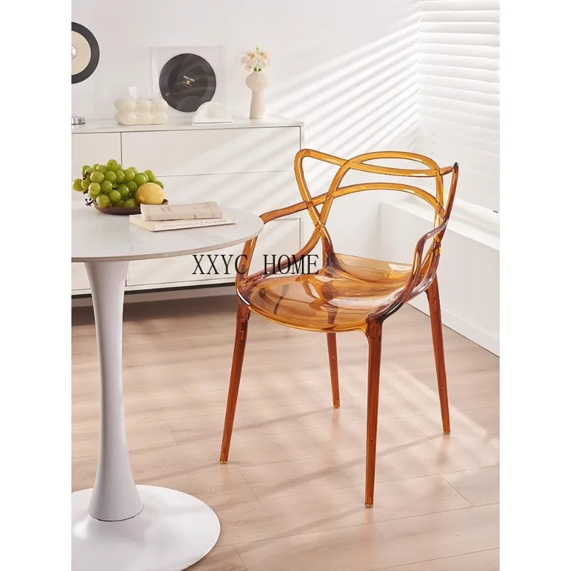 

French Transparent Chair Household Creative Plastic Armchair Acrylic Stool