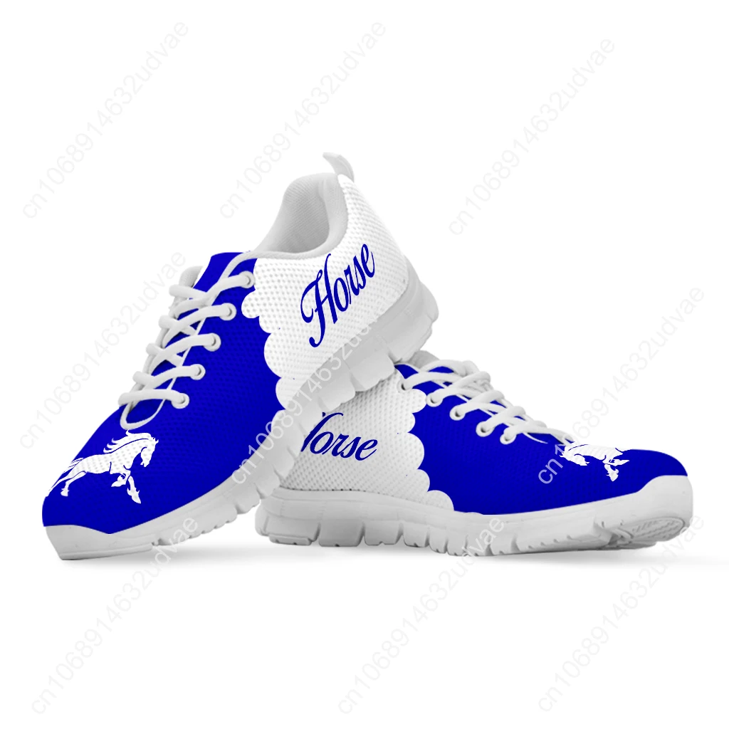 Trendy Blue And White Golf Design Stylish Sneakers Horse Heart Print White Flats Sports Hobby Shoes Chaussure