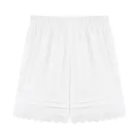 White Lace Trim Patchwork Casual Shorts for Women's High Waisted Wide Leg Vacation Beach Pants Loose Thin Bottoms Home Shorts - Image 5