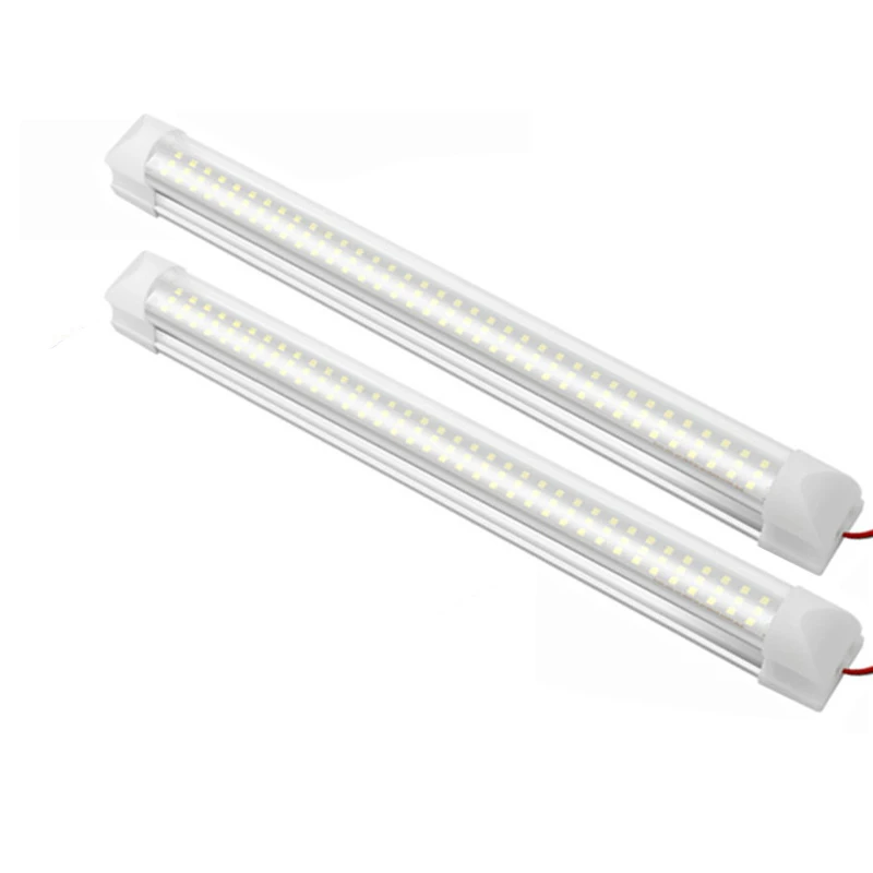 2Pcs Car Interior Light Strip Bar 108 Led 6500K White Strip Lamp Con Interruttore On/Off Per Camion Caravan Boat