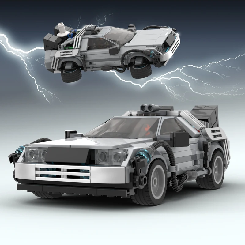 Moc Deloreaned Back To The Future Building Blocktruck Time Machine Tecnologia Di Assemblaggio Fantascienza Racing Regali Per Bambini
