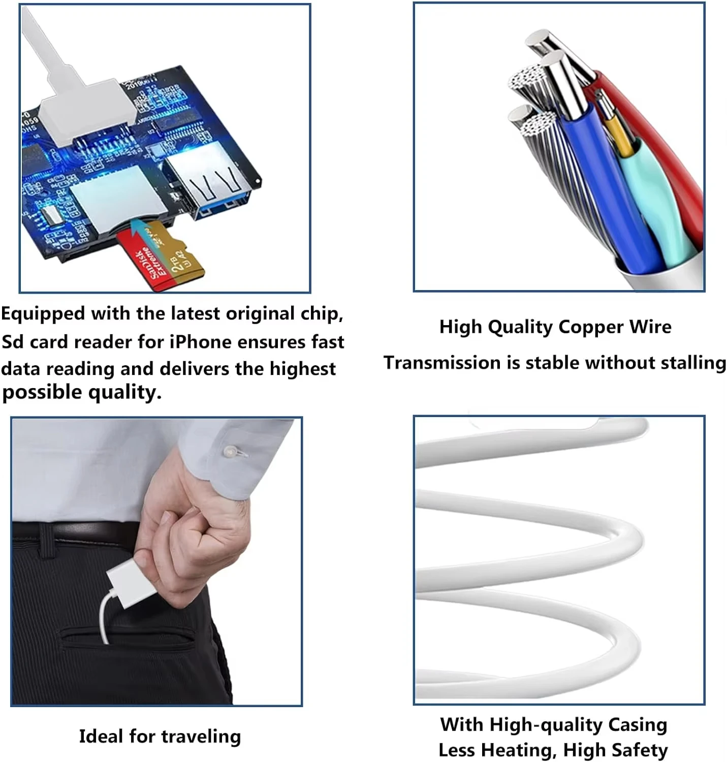 3 in 1 Lightning Adapter to SD TF Card Reader For iPhone 14 13 12 11 Pro Max Camera Memory OTG Adapter For Huawei Xiaomi Samsung