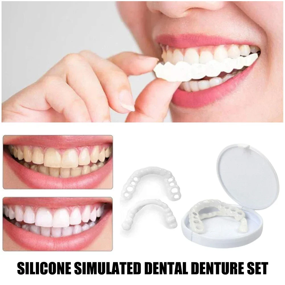 

Sdottor 3PCS Fake Tooth Cover Perfect Fit Teeth Whitening Snap On Silicone Smile Veneers Teeth Dentaduras Flexibles Beauty Tool