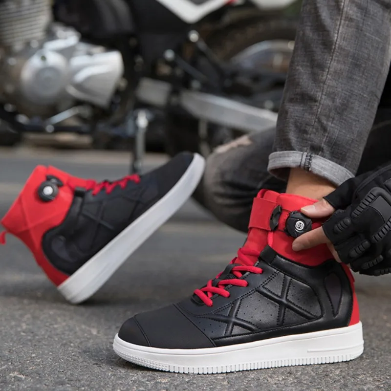 Motorcycle Shoes Motorcycle Boots Black Leather Motorcycle Shoes Anti-slip Motocross Boots Men's Shoes Touring Biker Boots Rubber Sole Motorcycle Equipment