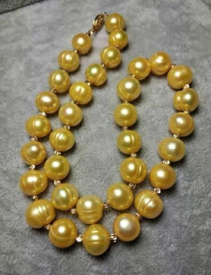 

18-inch Baroque AAA 10-11mm Gold South Sea Natural Pearl Necklace with 14K Gold Buckle