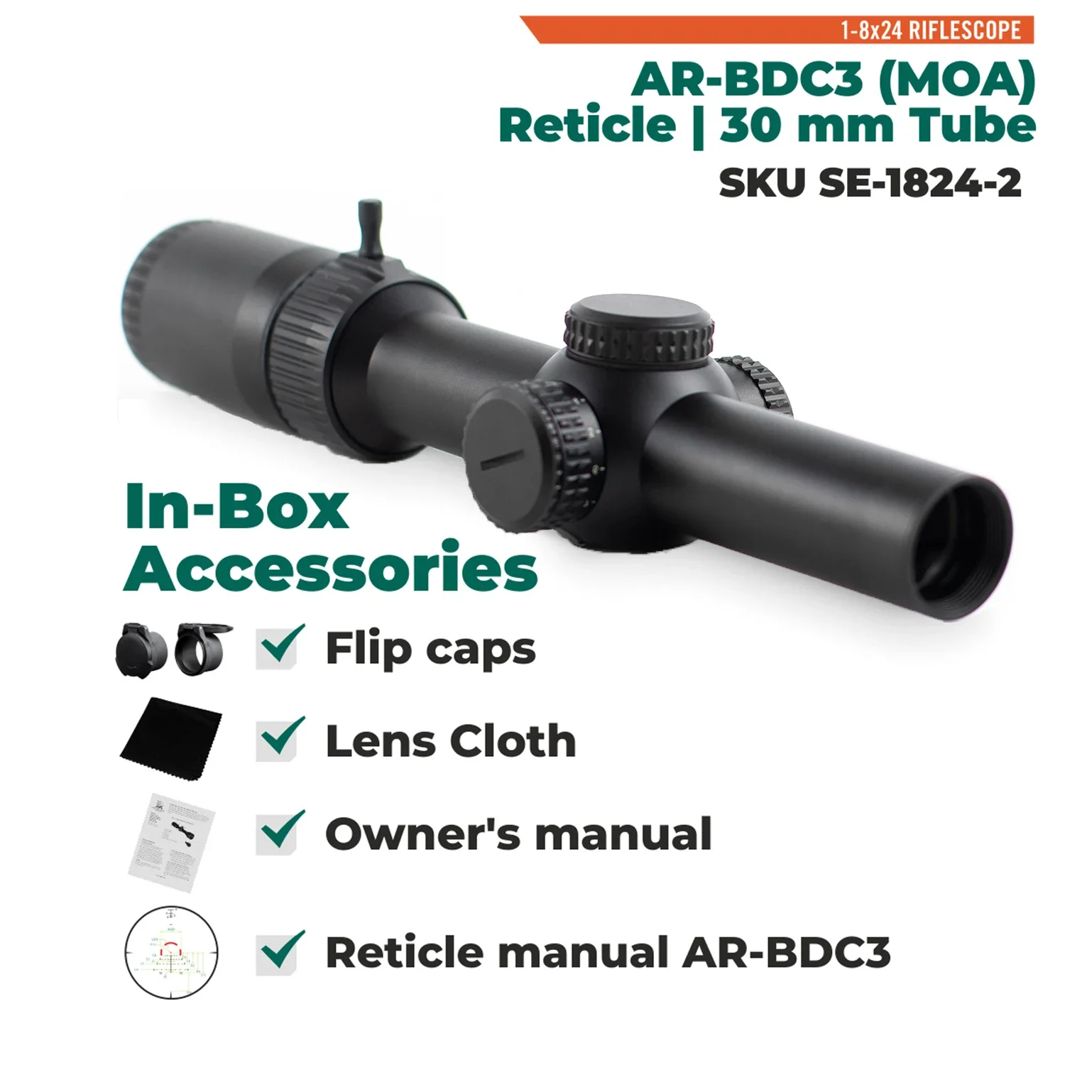 Vortex Strike Eagle 1-8x24 SFP LPVO Rifle Scope AR-BDC3 (MOA