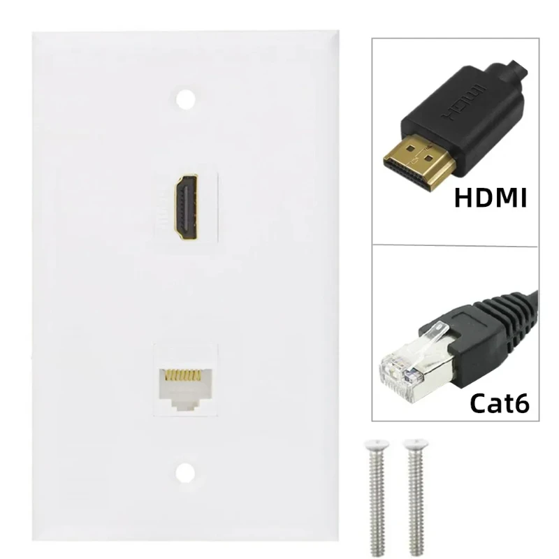 Yy Placa De Pared Ethernet Cat6 Rj45 De 6 Puertos 2xhd | Cuotas Sin Interés