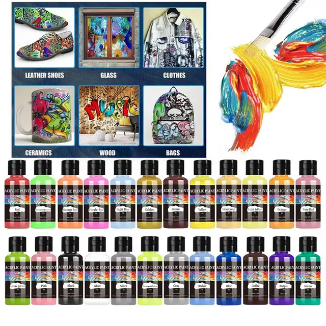 Di alta Qualità 30 Ml/Bottiglia Vernice Acrilica Colori Colorante Vernice Per Tessuto Abbigliamento Pittura Per Pelle FAI DA TE Pigmento Graffiti 1