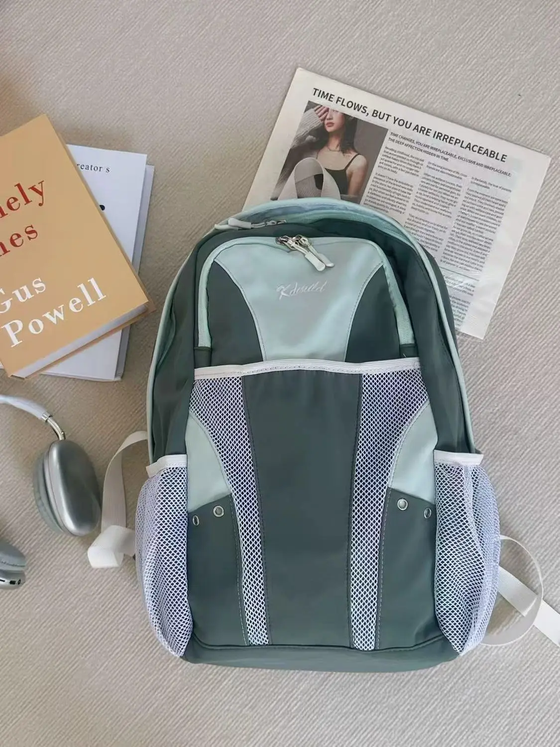 Zaino da Viaggio alla Moda, Alta Capacità, Unisex, Borsa Scolastica Patchwork, Zaini in Nylon Blu Y2k per Donne, Borse Casual da Escursionismo per Uomo, Novità 2026 - immagine 3
