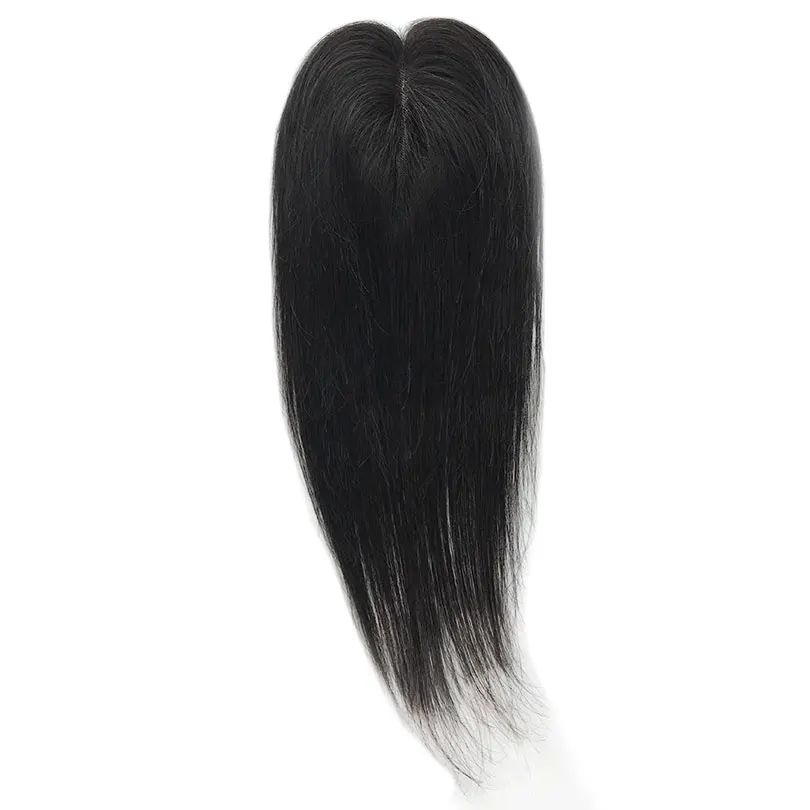 7x10cm Natural Skin Scalp Top Mono Base Toppers 2 Clips in With PU around Virgin Human Hair Women Topper Piece Cover Hairline 4