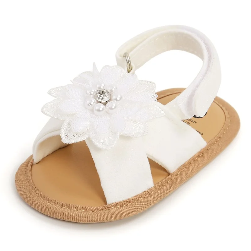 ZJLJAYCHOU Baby Girls Princess Sandals Rhinestone Flower Anti-Ski Soft Sole Walking Shoes Princess Flat Shoes Summer Sandals 1