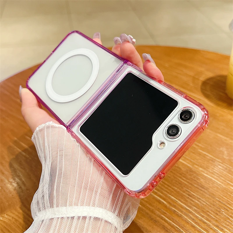 Gradient Transparent Magnetic Shockproof Case with Hard Acrylic Cover