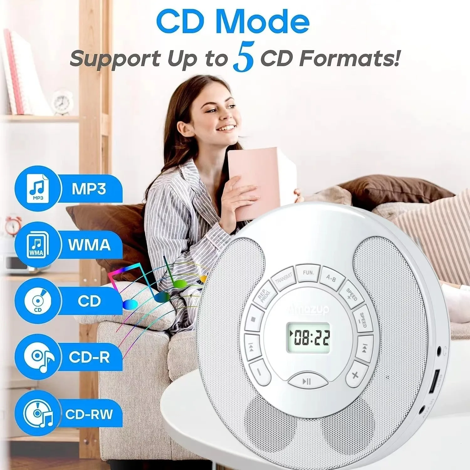 Portable CD Player and MP3 Player Anti Skip Protection Dual Stereo Speaker Education Machine Student Play Speed