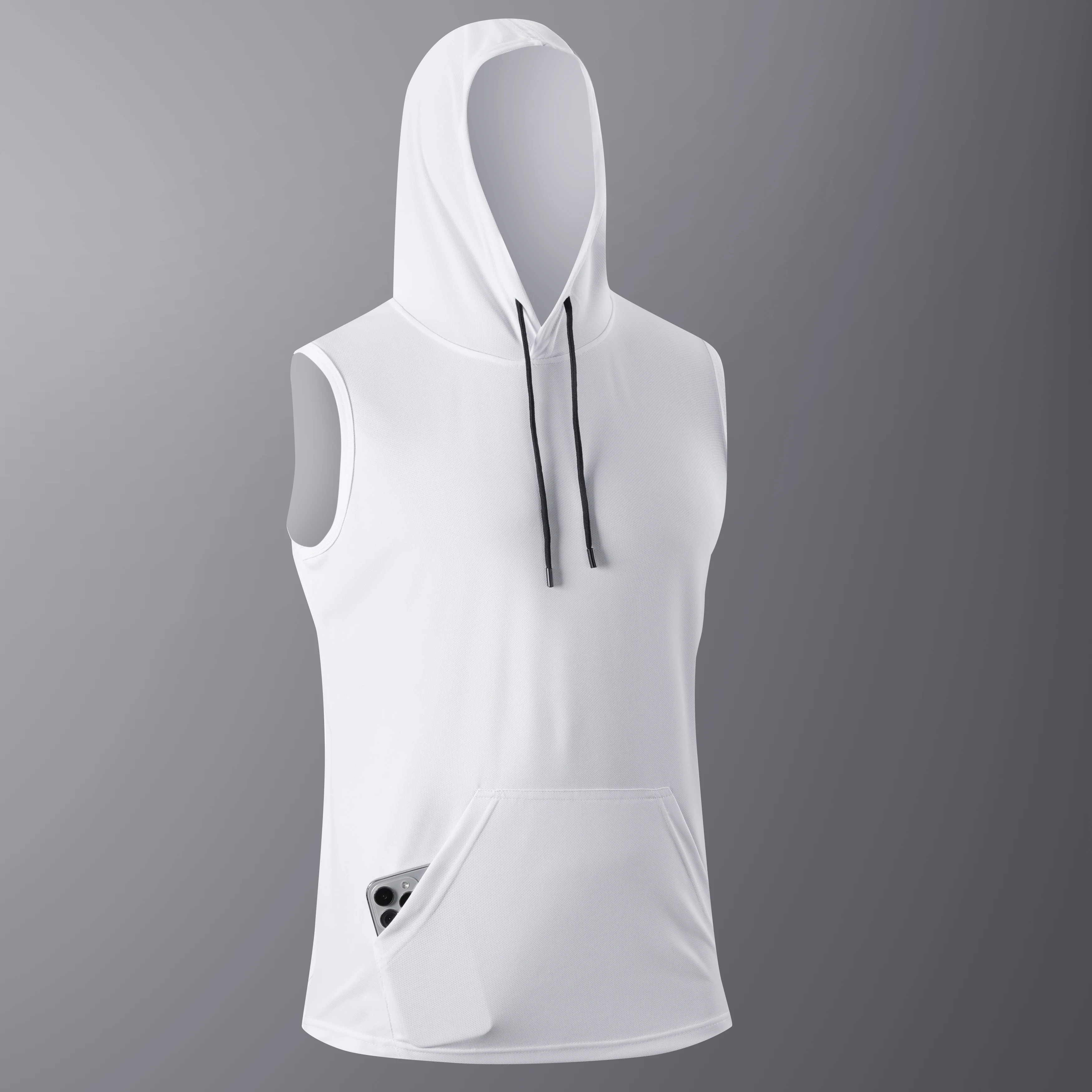 Quick-Dry Black Gym T-Shirt with Hoodie - Summer Streetwear Fashion