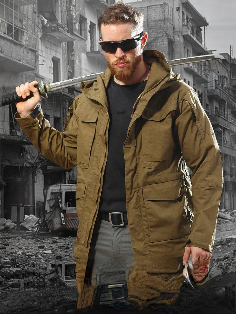 Windproof Tactical Windbreaker Male Autumn Winter Outdoor Warm Coat Medium and Long Style Army Fans Battlefield Charge Jackets