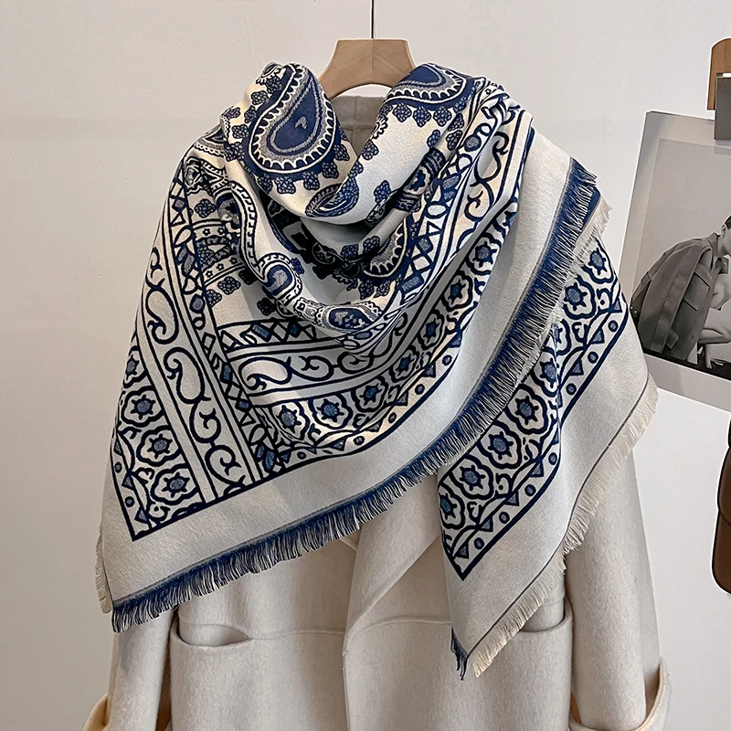 2025 Luxury Brand Winter Cashmere Scarf for Women - Tasseled Grid Printed Shawl, Warm Pashmina Wrap & Foulard Poncho