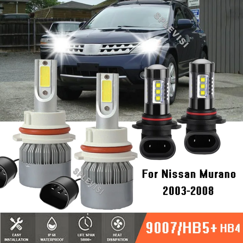 

HB5/9007 LED Headlight Bulb Hi/Low Beam+9006 Fog Lights Conversion for Nissan Murano 2003-2008 2003 2004 2005 2006 2007 2008