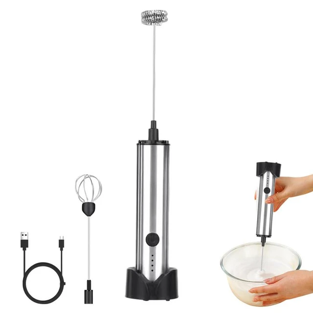 4Pcs Electric Milk Frother Handheld Mixer - Mini Kitchen Stainless Steel  Milk Frother Electric Frother Handheld Battery Operated Coffee Maker - Egg