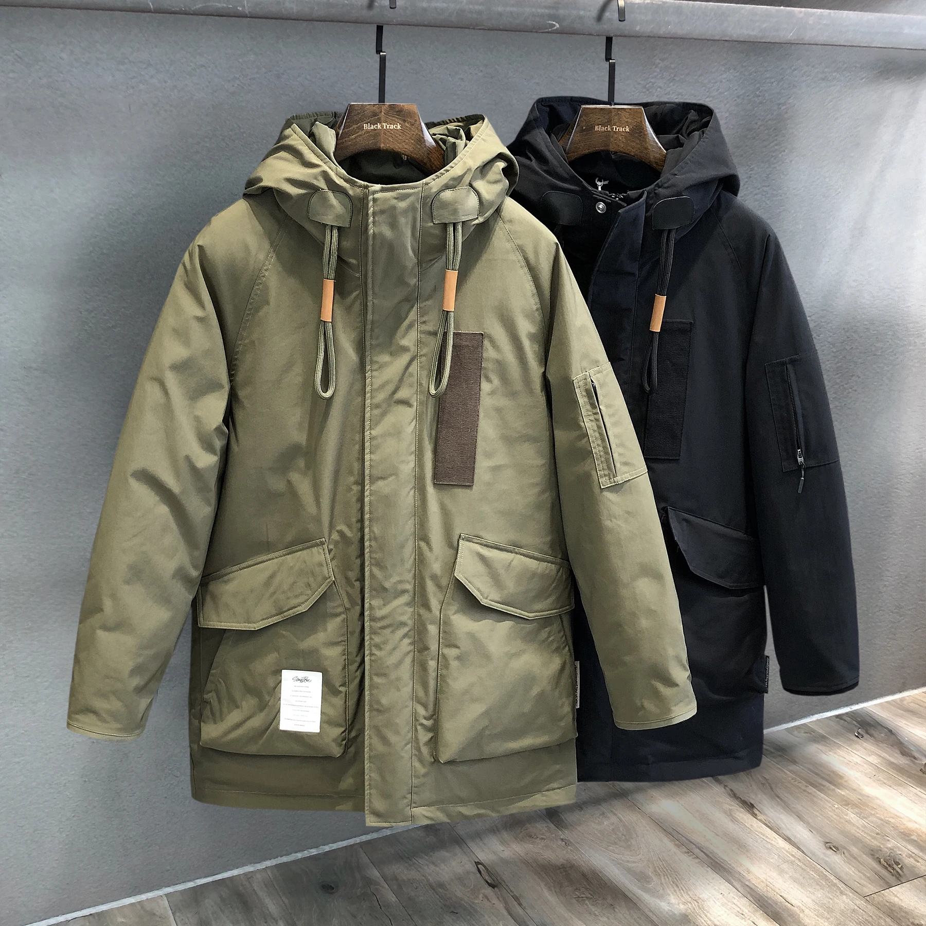 

2023 Men Winter Fashion Cargo Down Jackets Male Medium Long Thickened Coats Men Outdoor Warm Camp Trekking Storm Suit H479