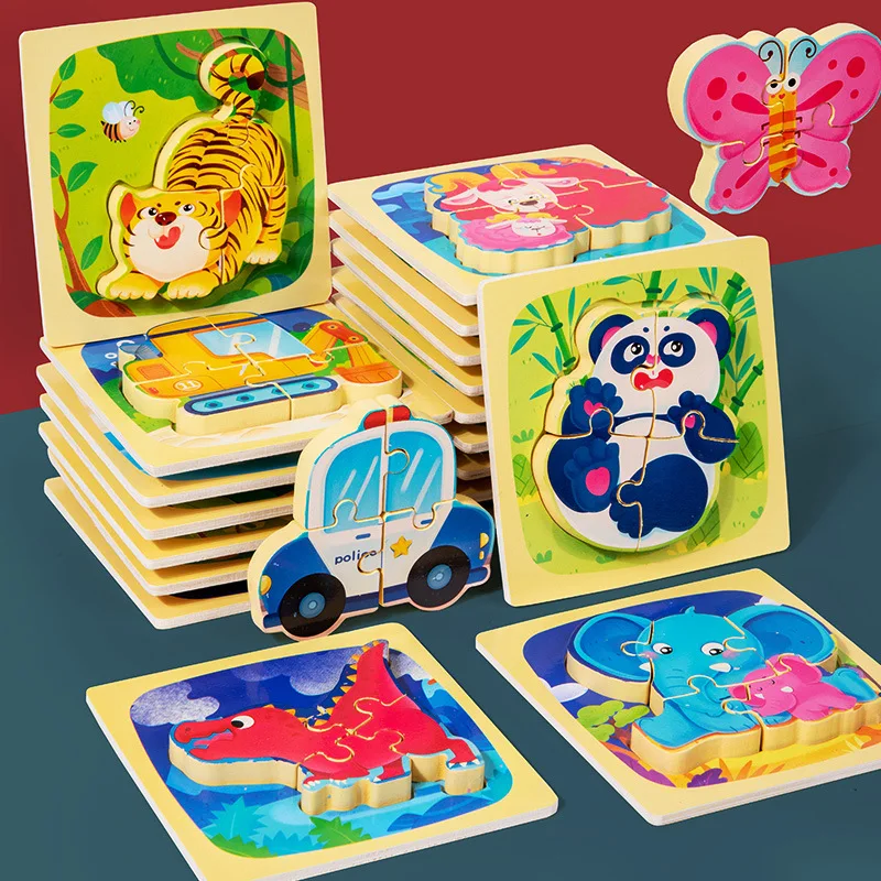 

Детские игрушки, 3D Деревянный пазл, головоломки, игрушки для детей, Мультяшные животные, пазлы, интеллектуальные игрушки для детей, ранние строительные игрушки