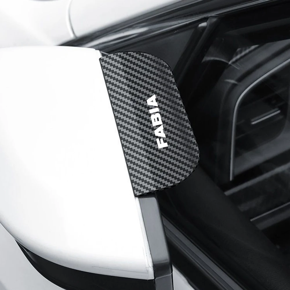 Car Rearview Mirror Rain Eyebrow Visor Carbon Fiber Sun Visor Rain Cover car Mirror Accessories For Skoda FABIA