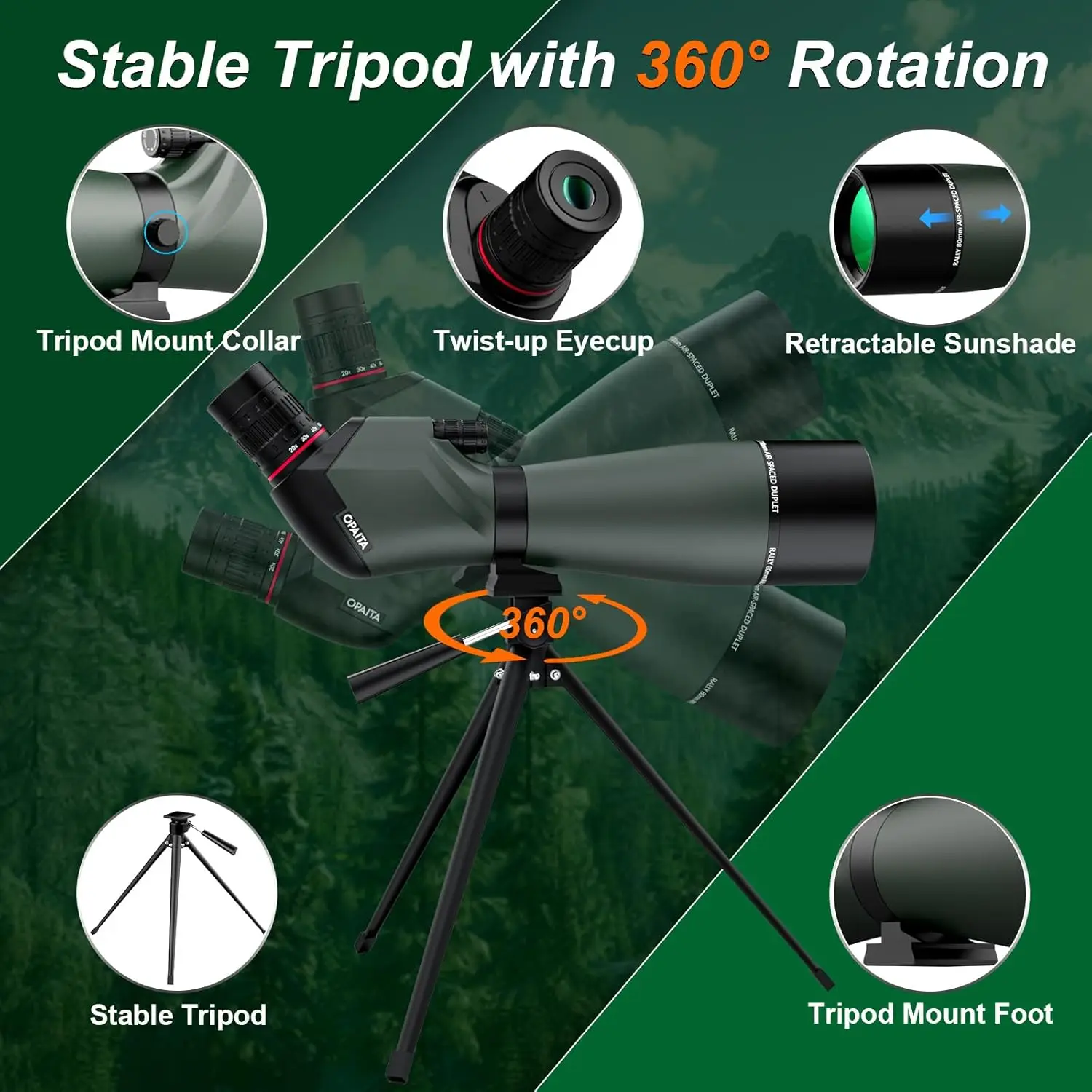 25-75X80 Spotting Scope for Shooting Hunting-HD Scopes with Tripod Phone Adapter-Waterproof Spotter Scope for Target