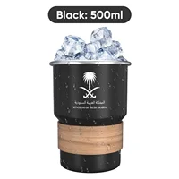 500ML National Emblem of Saudi Arabia Logo Coffee Mug Stainless Steel Water Cup Outdoor Camping Beer Mug with Lid Straw 1