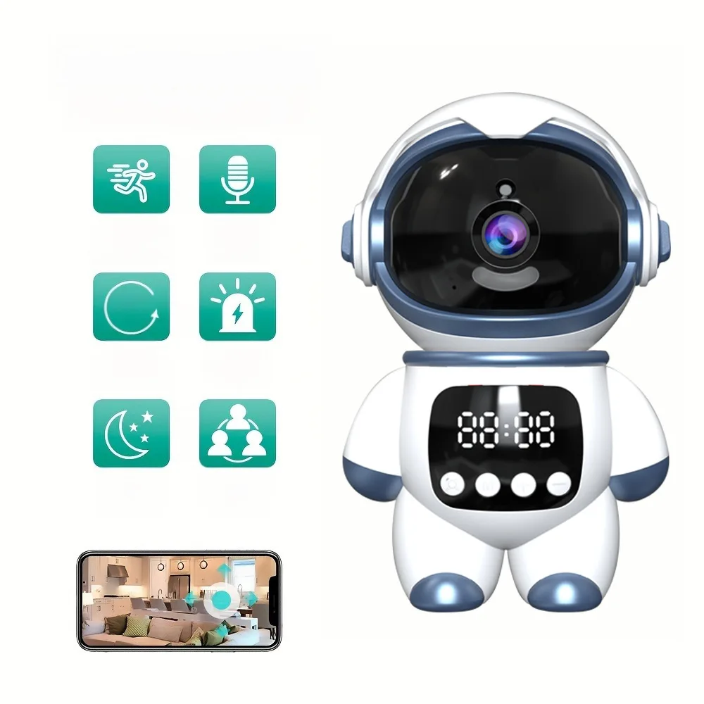 كاميرا IP لاسلكية ذكية لرائد الفضاء، كاميرا صغيرة واي فاي داخلية، جهاز مراقبة الطفل، اتجاهين، كشف الحركة الصوتية، كاميرا ويب فيديو، كاميرا روبوت