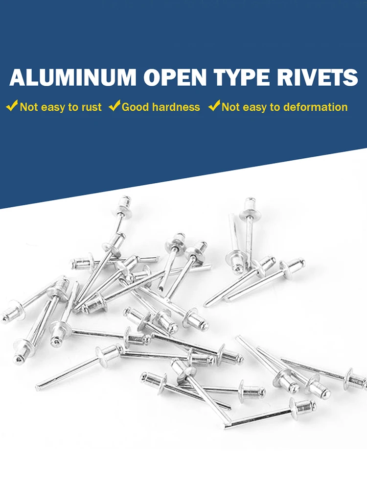 Flat Round Head Pop Rivets 2.4mm/3.2mm/4mm/4.8mm 50pcs Decoration Pull Nail Lightweight Corrosion-resistant for DIY Accessories
