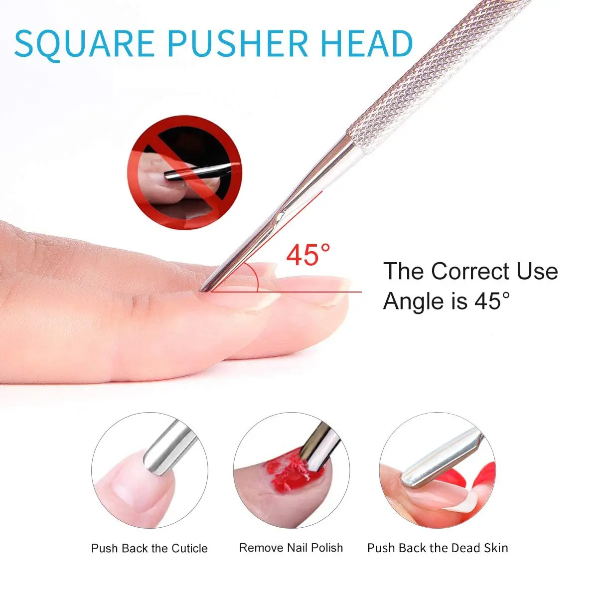 Double Head Cuticle Pusher Gel Nail Removal Tool Nail Dirt Cleaning Dead Skin Push Pusher Manicure Tools Stainless Steel nail art pusher manicure tools nail manicure tools manicure pedicure tools cuticle pusher dead skin remover