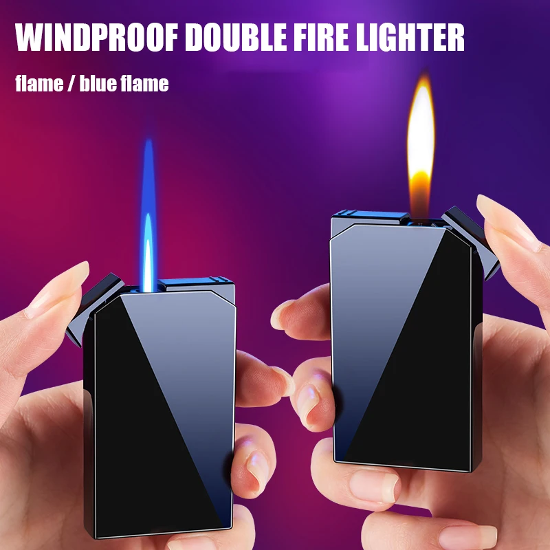 Encendedor Inteligente De Metal Con Doble Llama - A Prueba De Viento, Con Luz De Colores Y Carga Por USB, Ideal Para Regalo